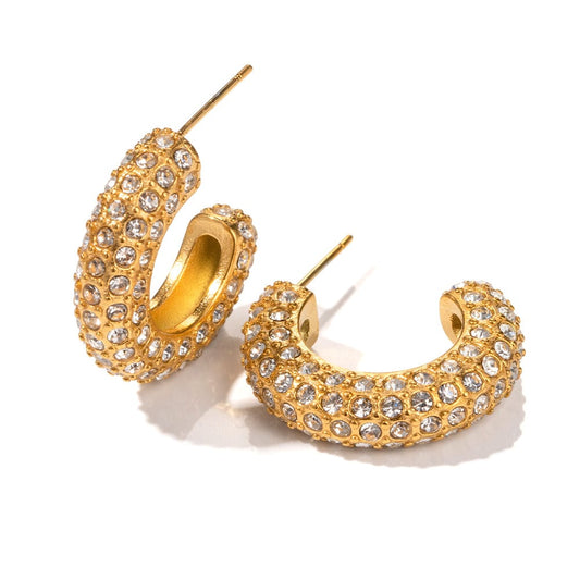 SELENE- RHINESTONE DROP EARRINGS- GOLD. MI AMORE HOUSE OF STYLES