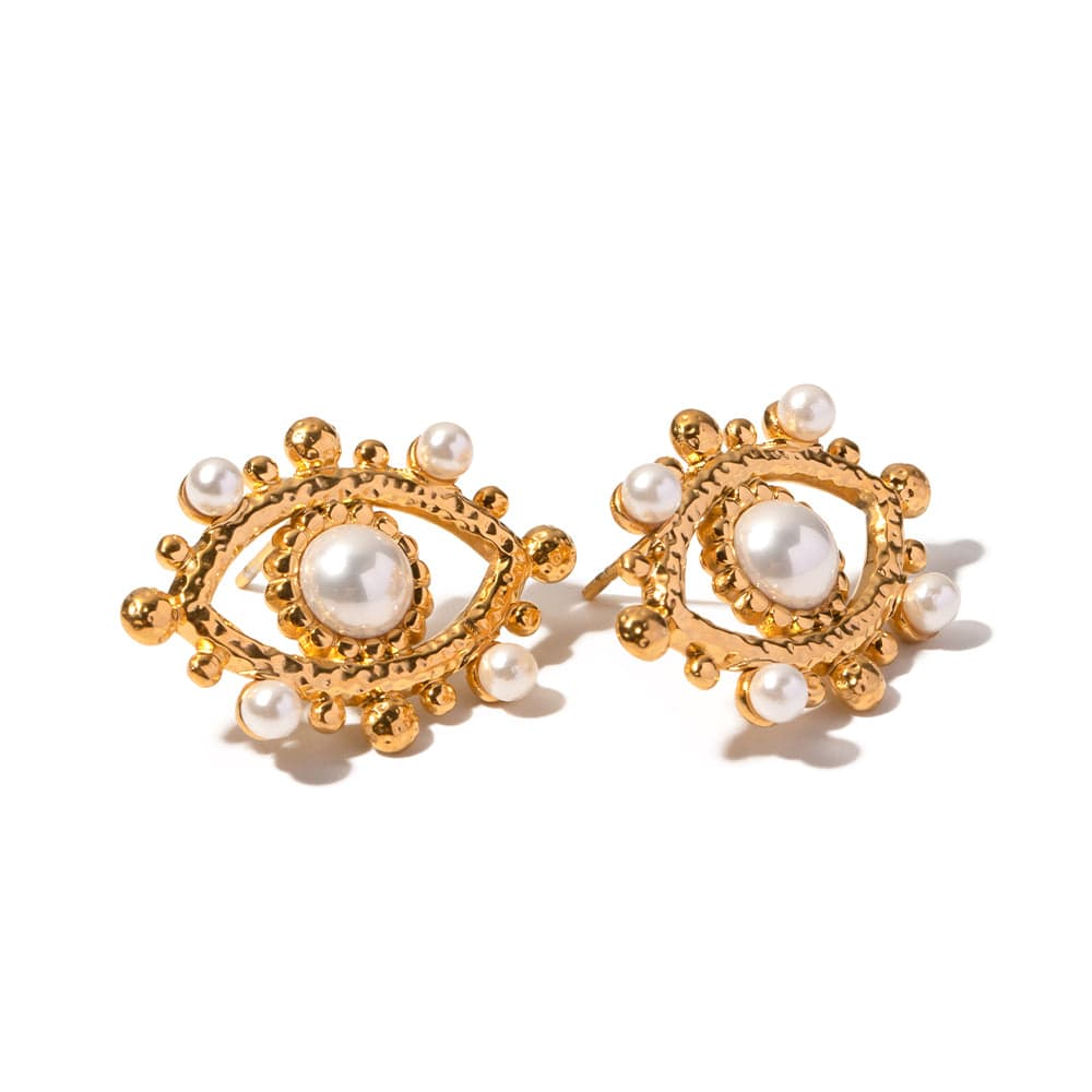 KALI- ABSTRACT STUD EARRING- WHITE. MI AMORE HOUSE OF STYLES